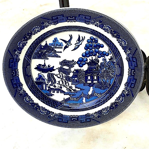 JOHNSON BROTHERS CLASSIC WILLOW SALAD PLATE 7 7/8TH INCH NEW ROUND BLUE NEW - Picture 3 of 7